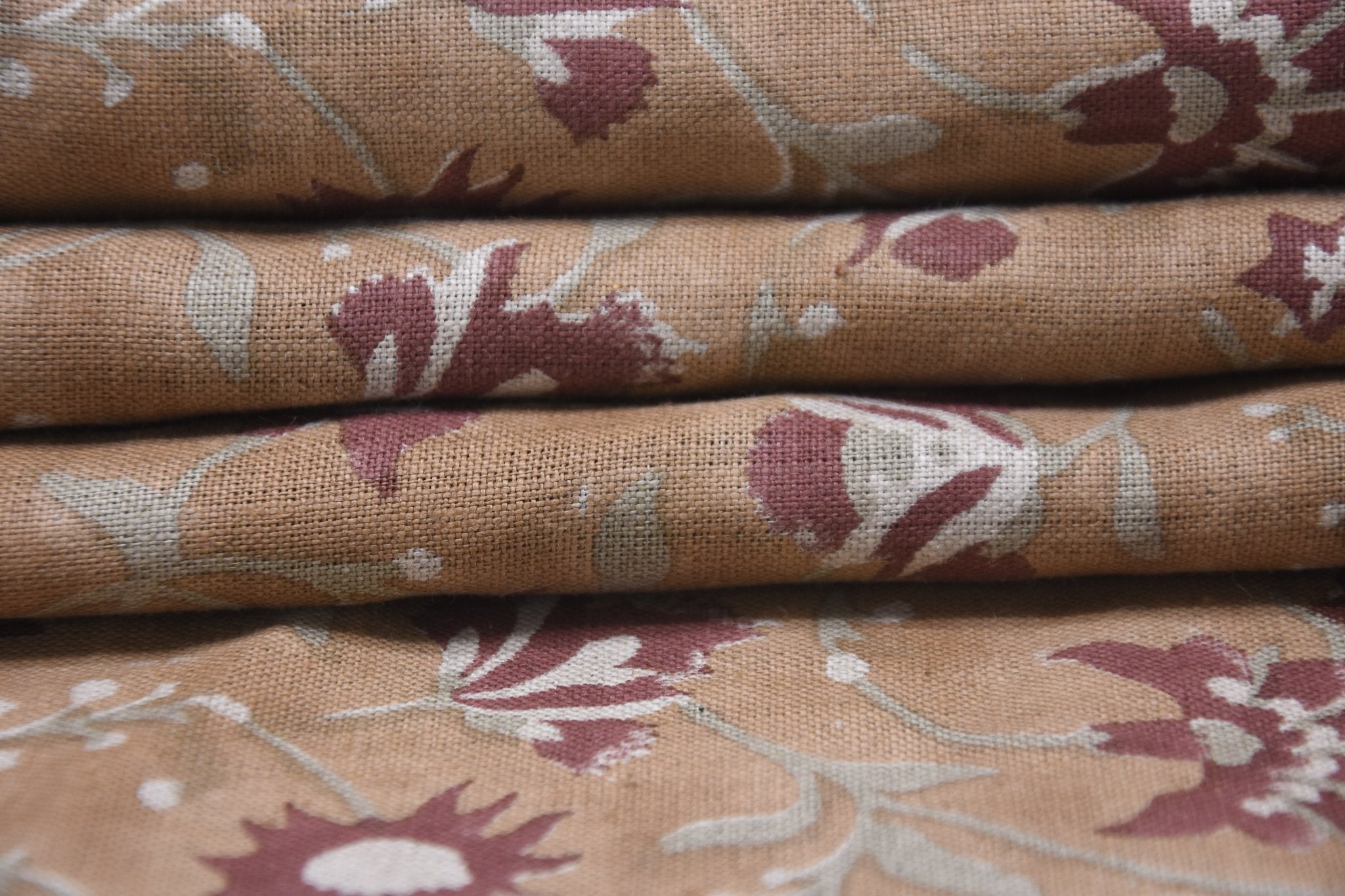 Hand block print pure linen 58" wide, handloom Indian fabric , floral pillow print, upholstery, linen by yard - NAAYAB