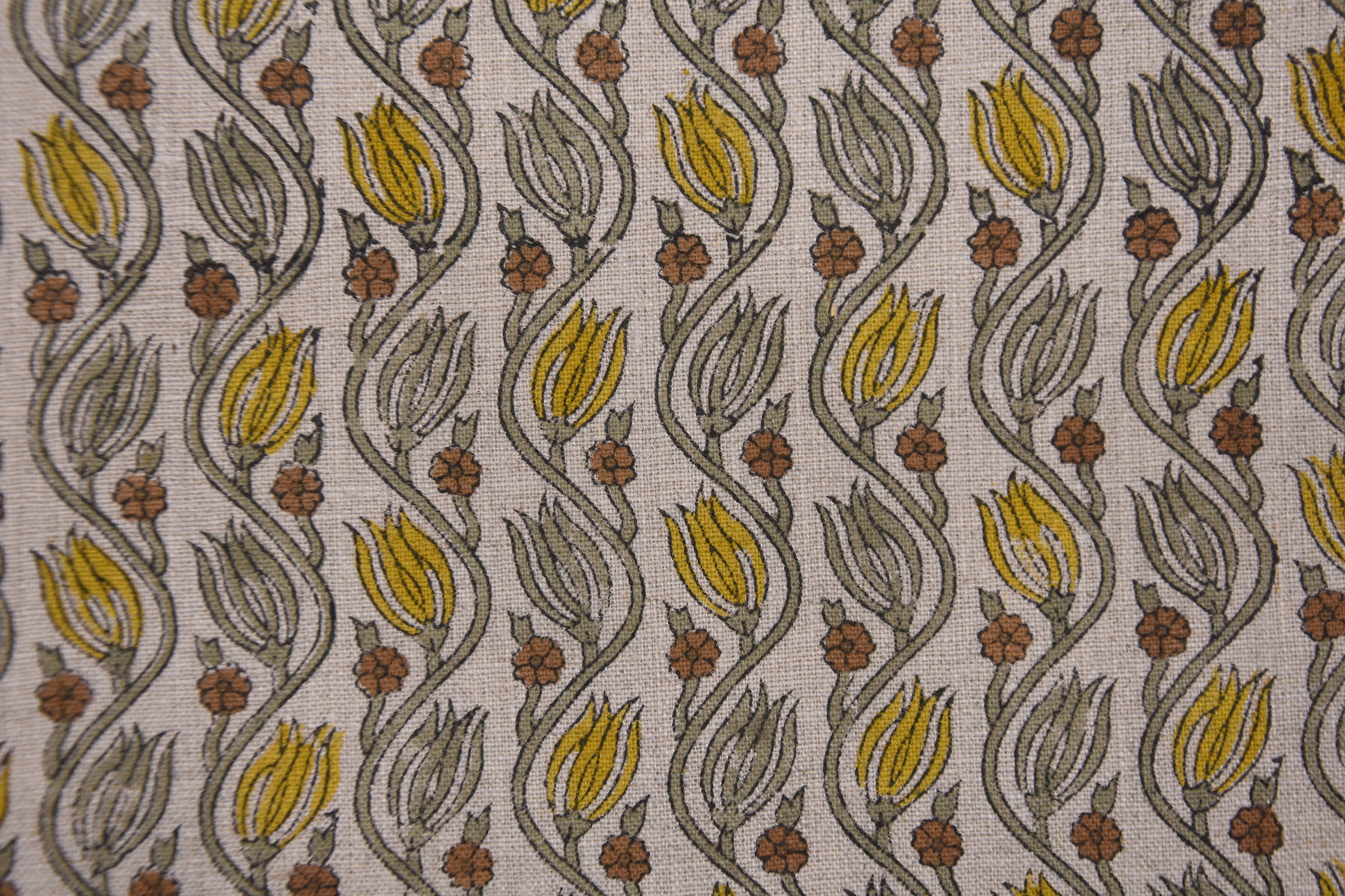 Linen block print pure linen 58" wide, fabric cushions and pillowcase, Indian block fabric, upholstery linen - KERSANGRI