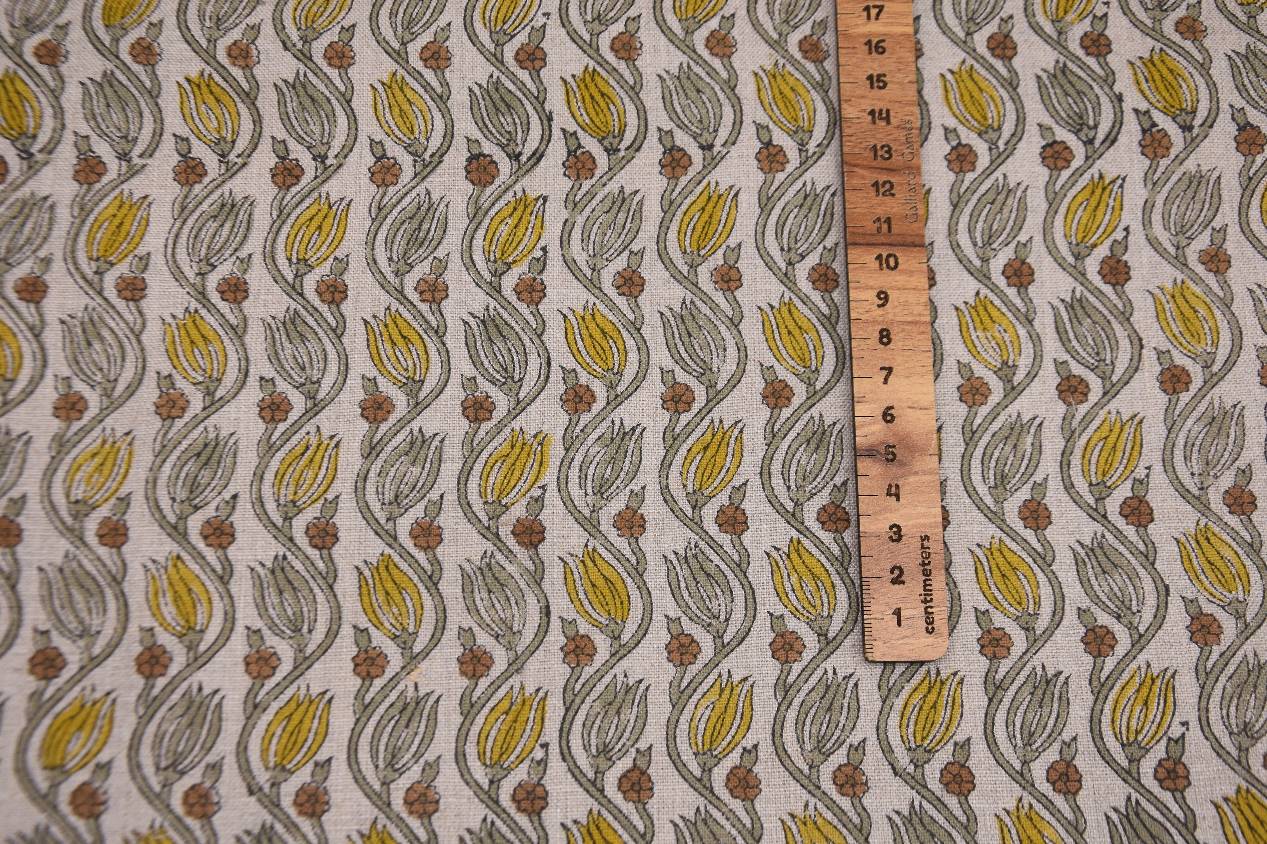 Linen block print pure linen 58" wide, fabric cushions and pillowcase, Indian block fabric, upholstery linen - KERSANGRI