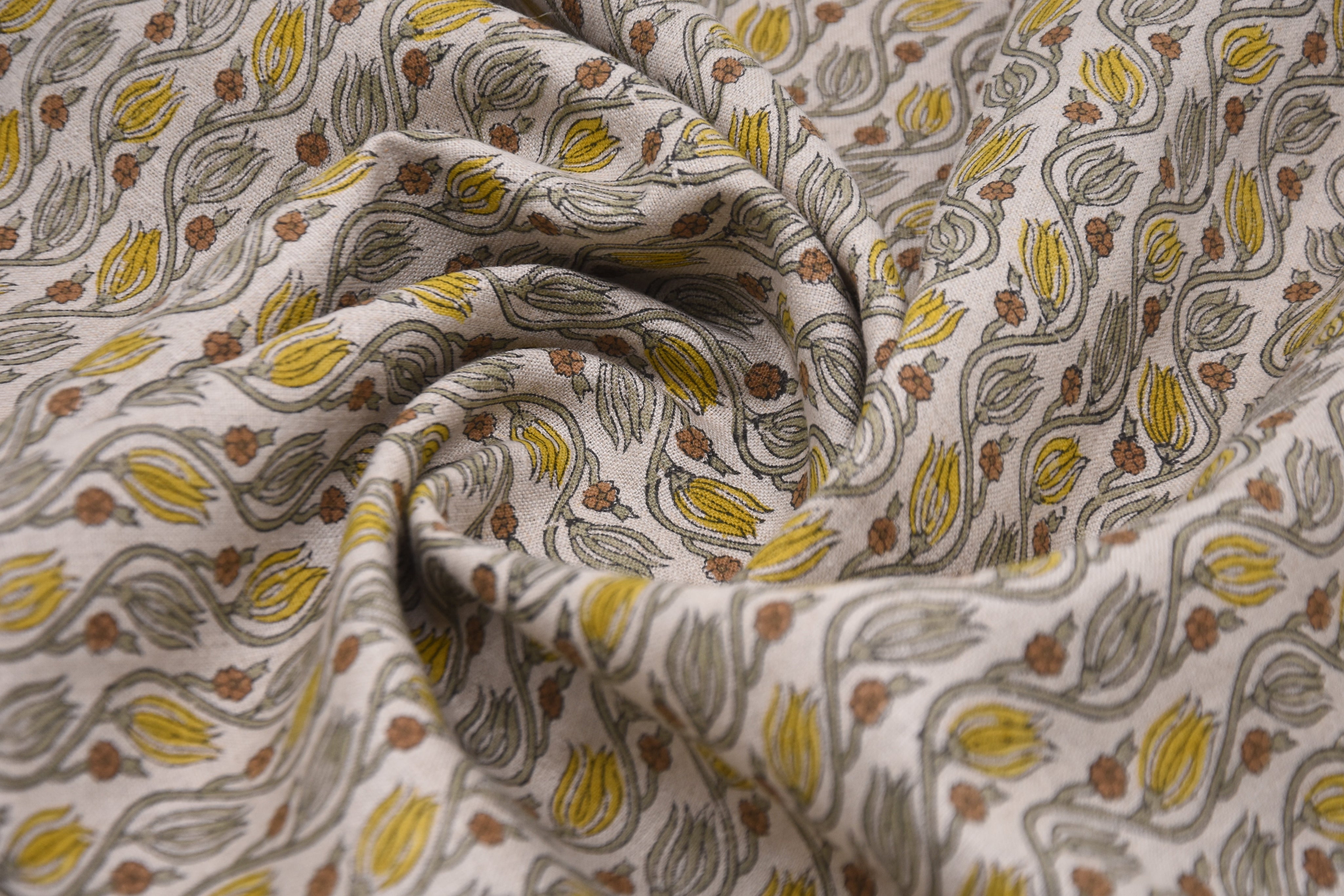 Linen block print pure linen 58" wide, fabric cushions and pillowcase, Indian block fabric, upholstery linen - KERSANGRI