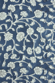 Hand block thick cotton white 63" wide, window curtains, handmade art for home décor, Indian cottn fabric - HIMACHAL
