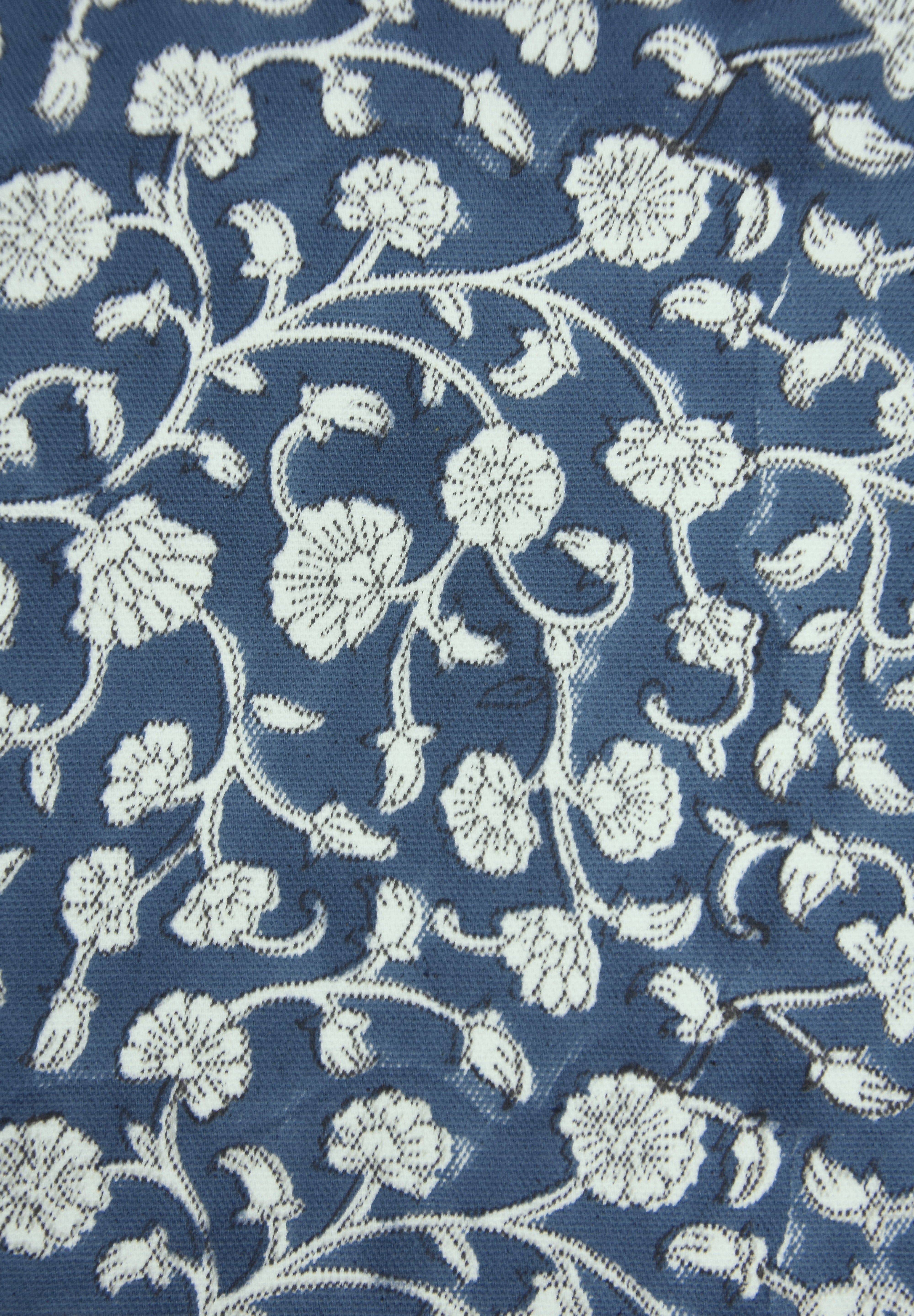 Hand block thick cotton white 63" wide, window curtains, handmade art for home décor, Indian cottn fabric - HIMACHAL