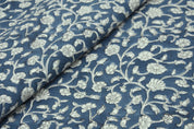 Hand block thick cotton white 63" wide, window curtains, handmade art for home décor, Indian cottn fabric - HIMACHAL