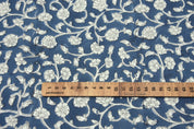 Hand block thick cotton white 63" wide, window curtains, handmade art for home décor, Indian cottn fabric - HIMACHAL
