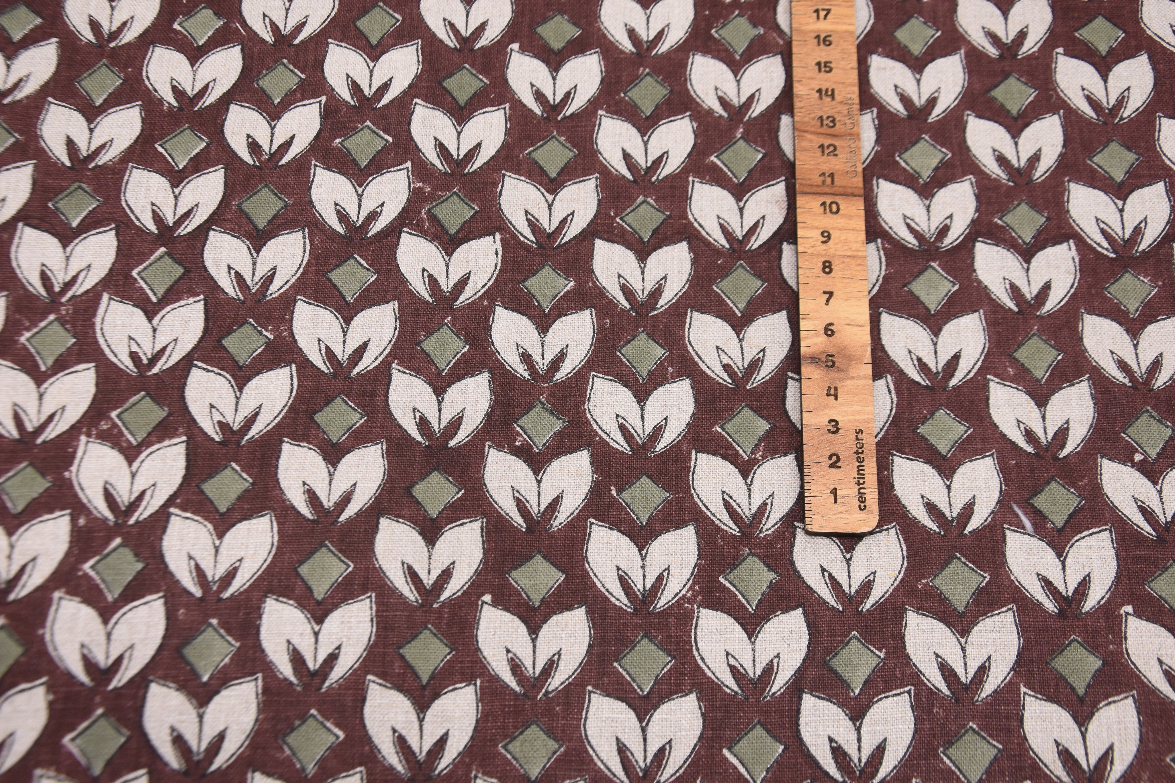 Linen block print pure linen 58" wide, fabric pillows and cushions, printed curtains, Indian fabric - TITLEE