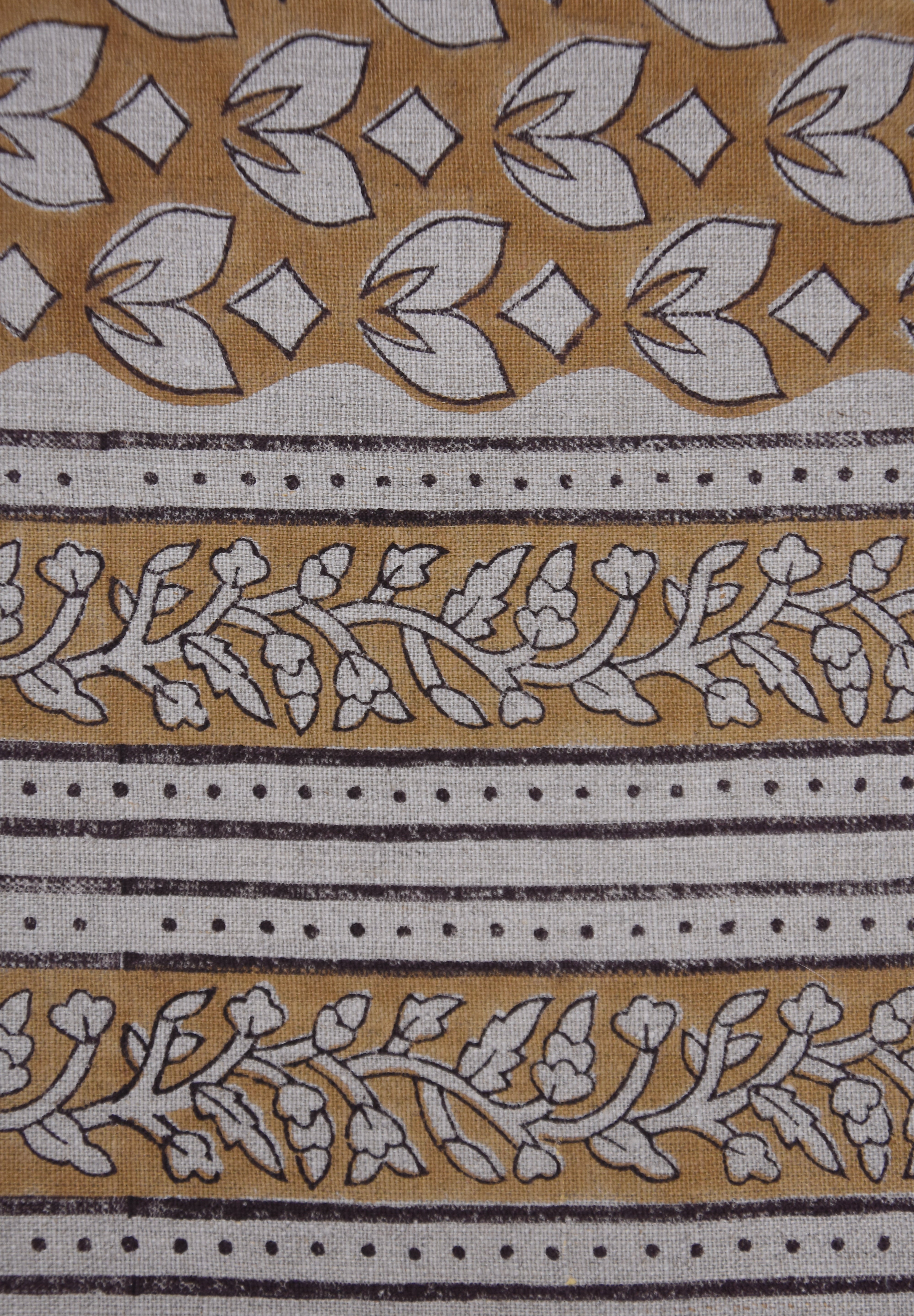 Block print fabric, linen fabric pillows and cushions, pure linen 58" wide, printed curtains, Indian block print fabric - TITLEE BORDER