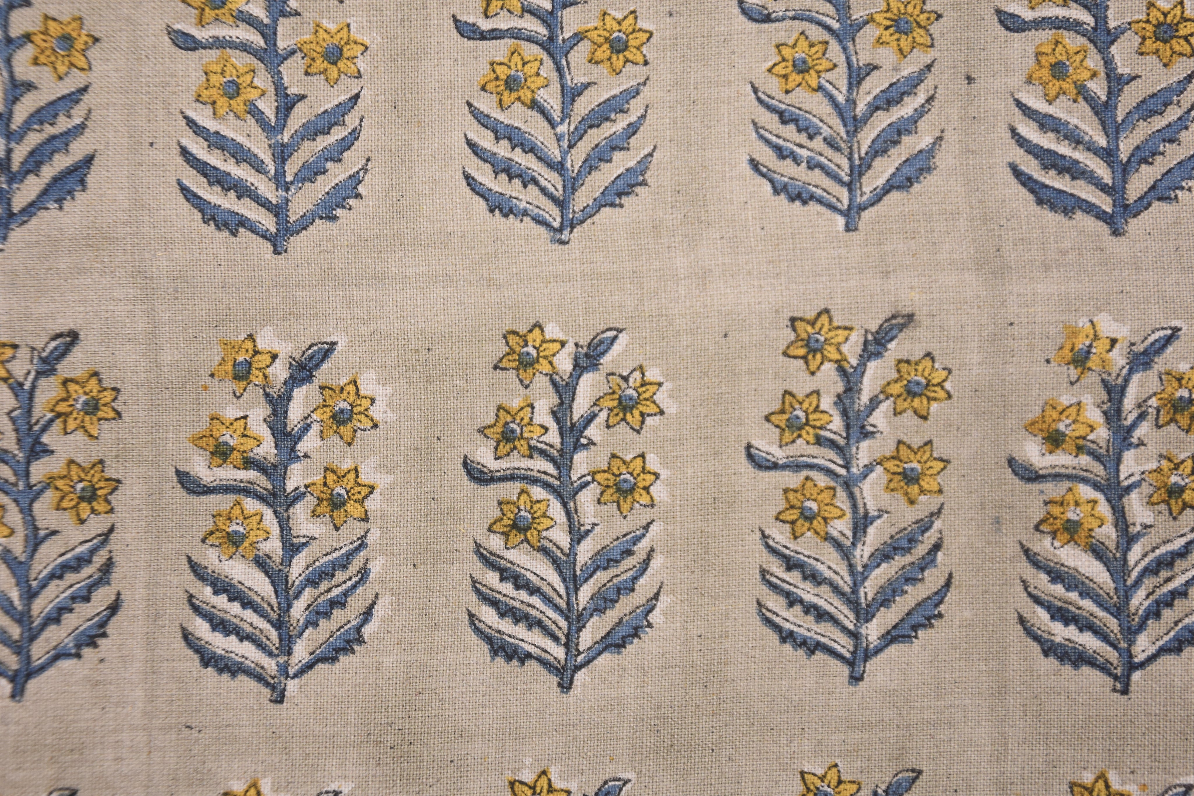 Hand block window curtains, pure linen 58" wide, fabric couch cushion cover, linen pillows and table cloth, Indian fabric - INDERDHANUSH