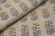Hand block window curtains, pure linen 58" wide, fabric couch cushion cover, linen pillows and table cloth, Indian fabric - INDERDHANUSH