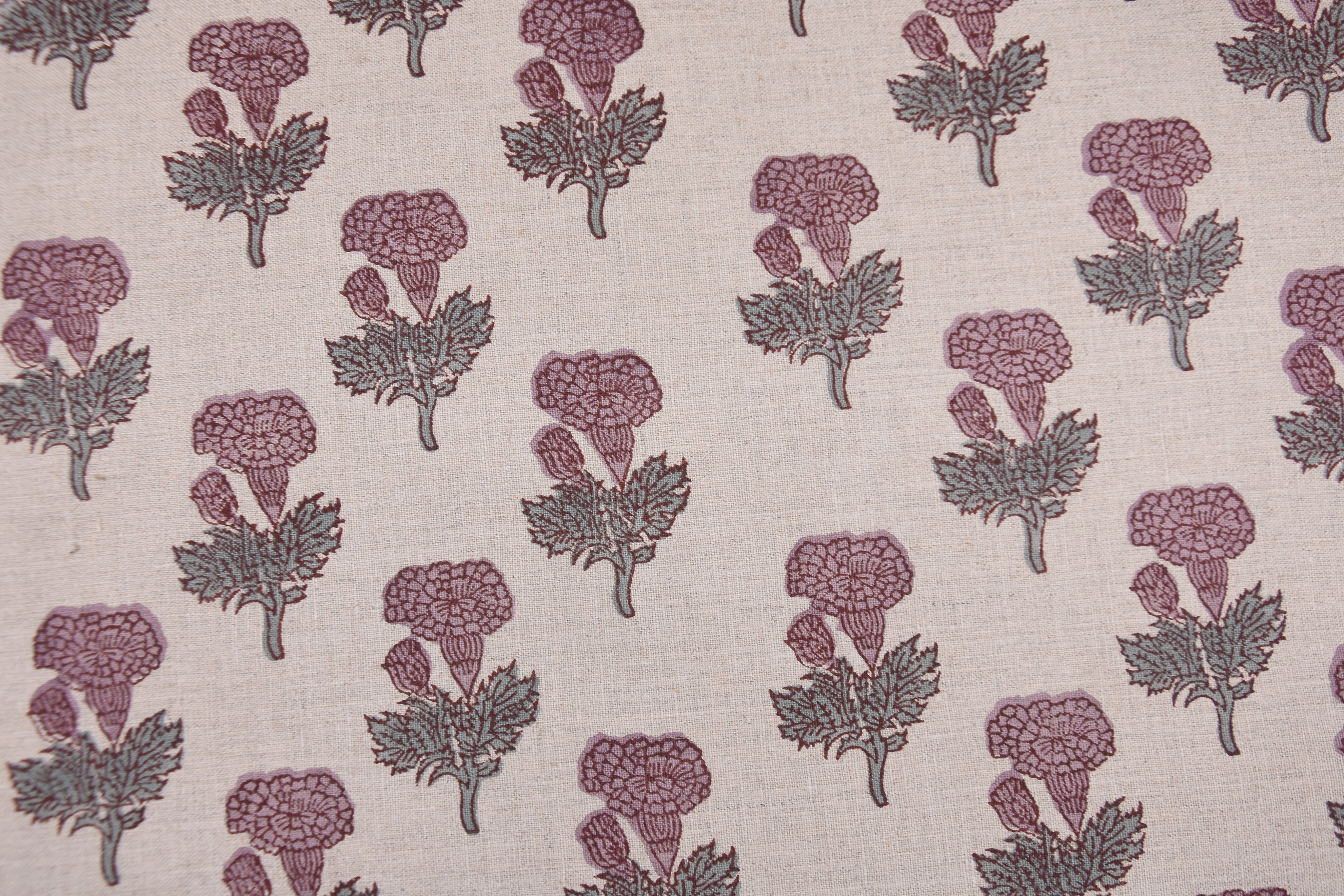 Floral block print pure linen 58" wide, handmade block print fabric for window curtain, sofa cover, table cloth, upholstery linen - MANMOHAN