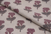 Floral block print pure linen 58" wide, handmade block print fabric for window curtain, sofa cover, table cloth, upholstery linen - MANMOHAN