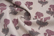 Floral block print pure linen 58" wide, handmade block print fabric for window curtain, sofa cover, table cloth, upholstery linen - MANMOHAN