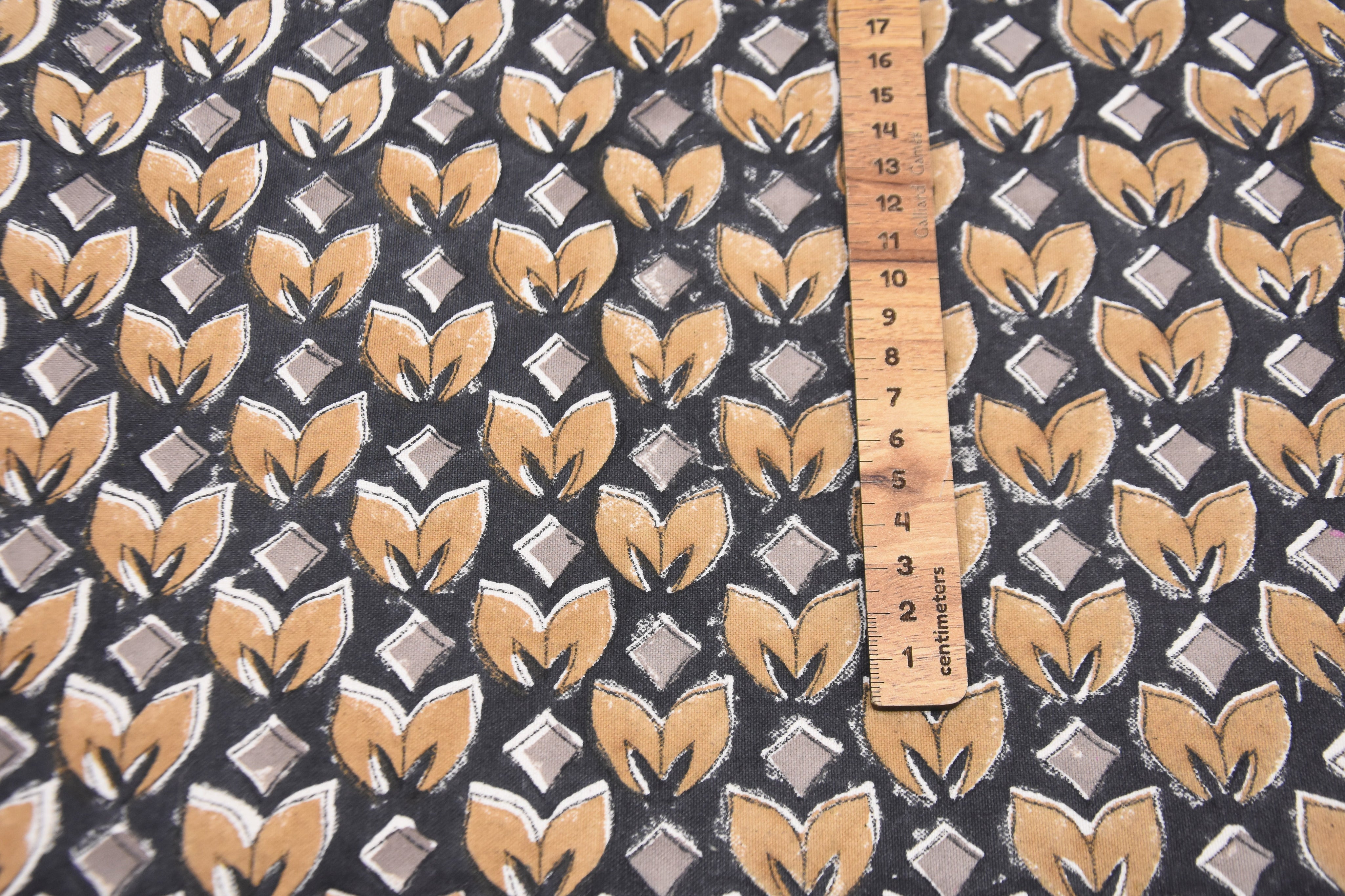 Block print fabric, thick cotton white 63" wide, linen fabric for pillows, decorative cushions, lampshade, linen window curtains - TITLEE