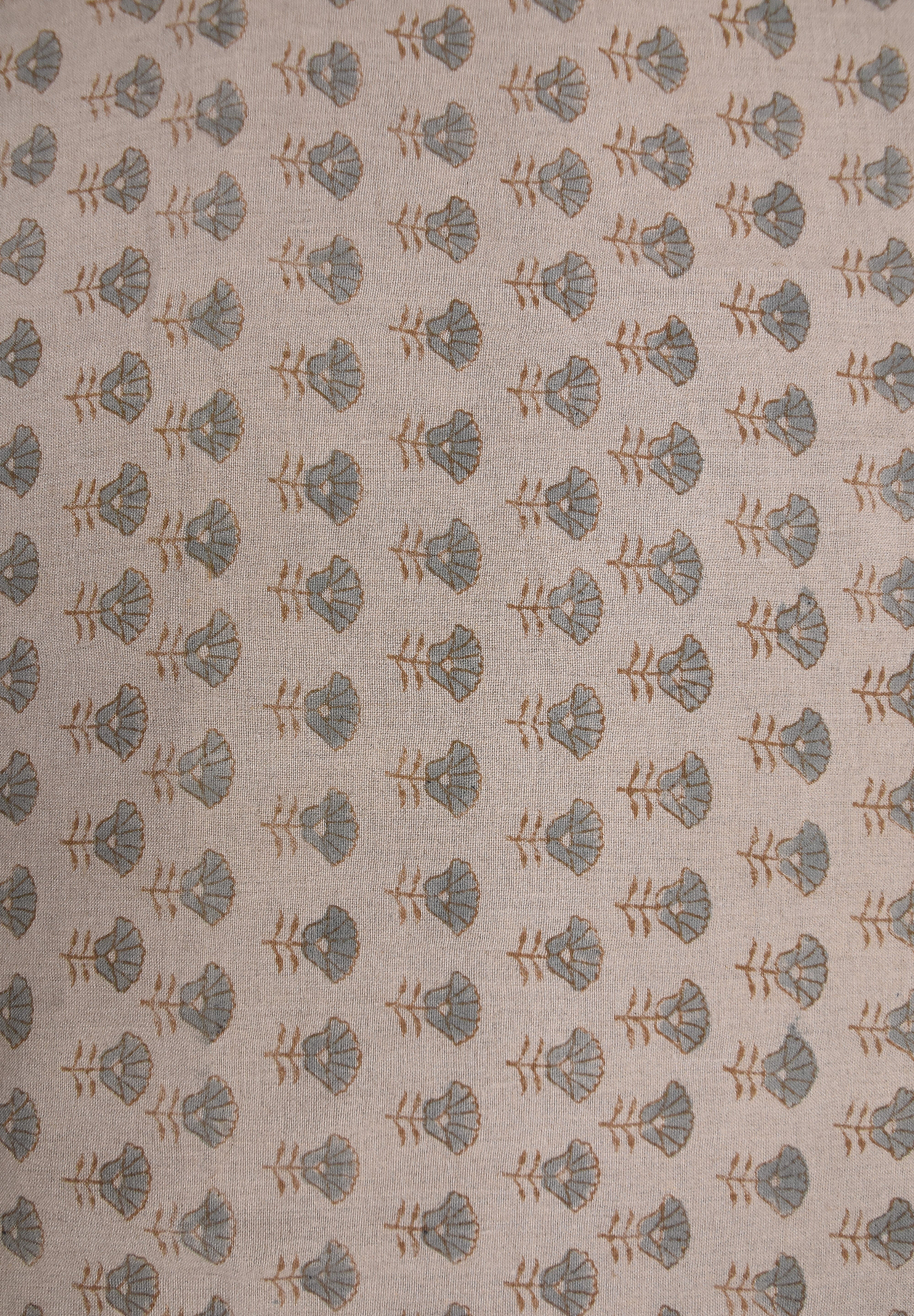 Hand block window curtains, upholstery fabric for pillows, pure linen 58" wide, hand block print, handmade floral art - KOHINOOR