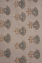 Hand block window curtains, upholstery fabric for pillows, pure linen 58" wide, hand block print, handmade floral art - KOHINOOR