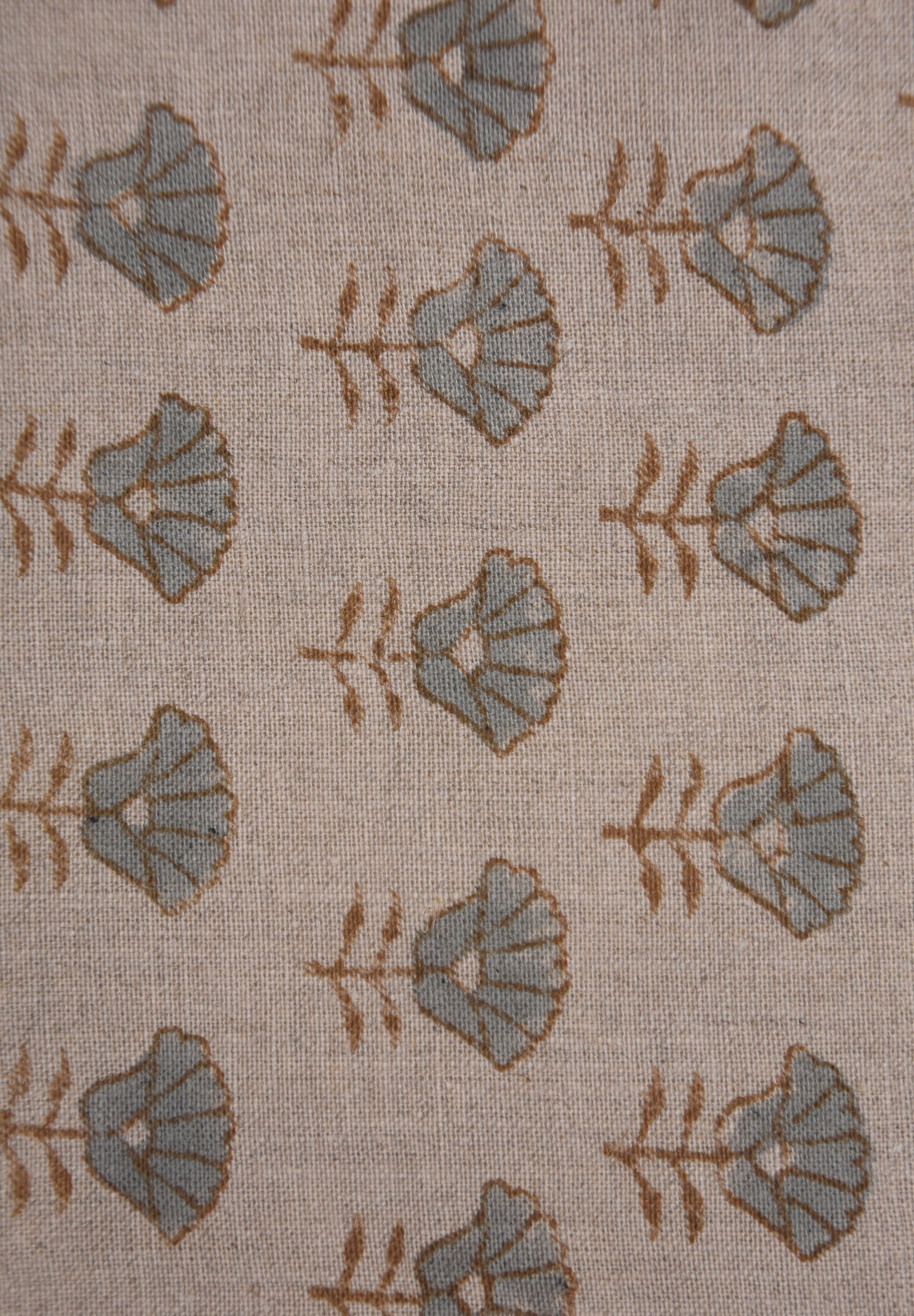 Hand block window curtains, upholstery fabric for pillows, pure linen 58" wide, hand block print, handmade floral art - KOHINOOR