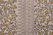 Handmade block print duck canvas 50" wide, cushion fabric, linen floral block print, linen pillow covers - KERI BORDER