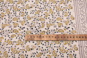 Handmade block print duck canvas 50" wide, cushion fabric, linen floral block print, linen pillow covers - KERI BORDER