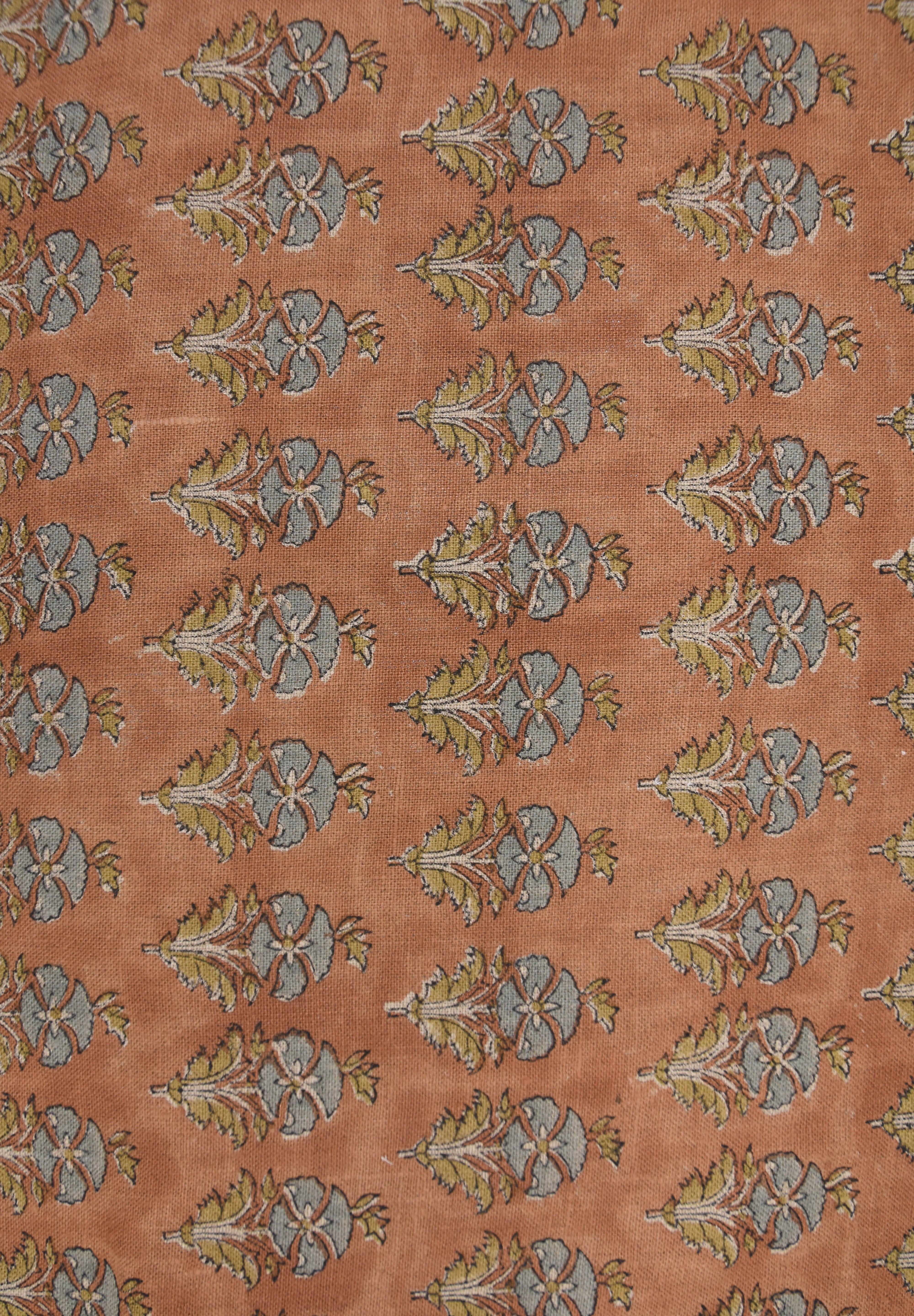Hand block thick linen 58" Wide, Indian block print fabric, linen cushion covers, Curtains for home, Floral print - MOR MUKUT