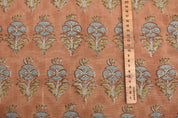 Hand block thick linen 58" Wide, Indian block print fabric, linen cushion covers, Curtains for home, Floral print - MOR MUKUT