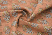 Hand block thick linen 58" Wide, Indian block print fabric, linen cushion covers, Curtains for home, Floral print - MOR MUKUT