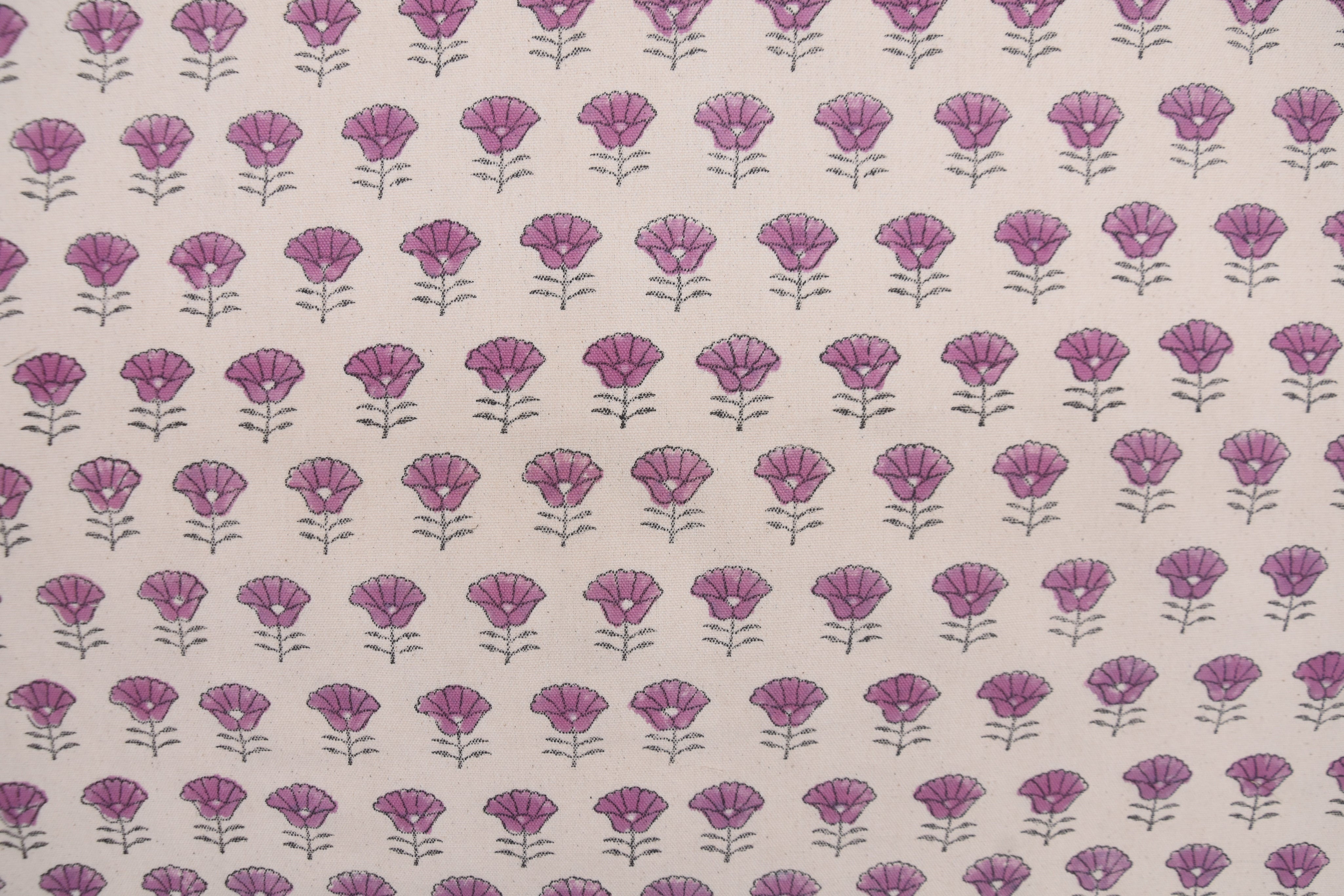 Floral block print fabric, handmade block cushion covers, fabric for windowpane, table covers, pillow covers - KOHINOOR