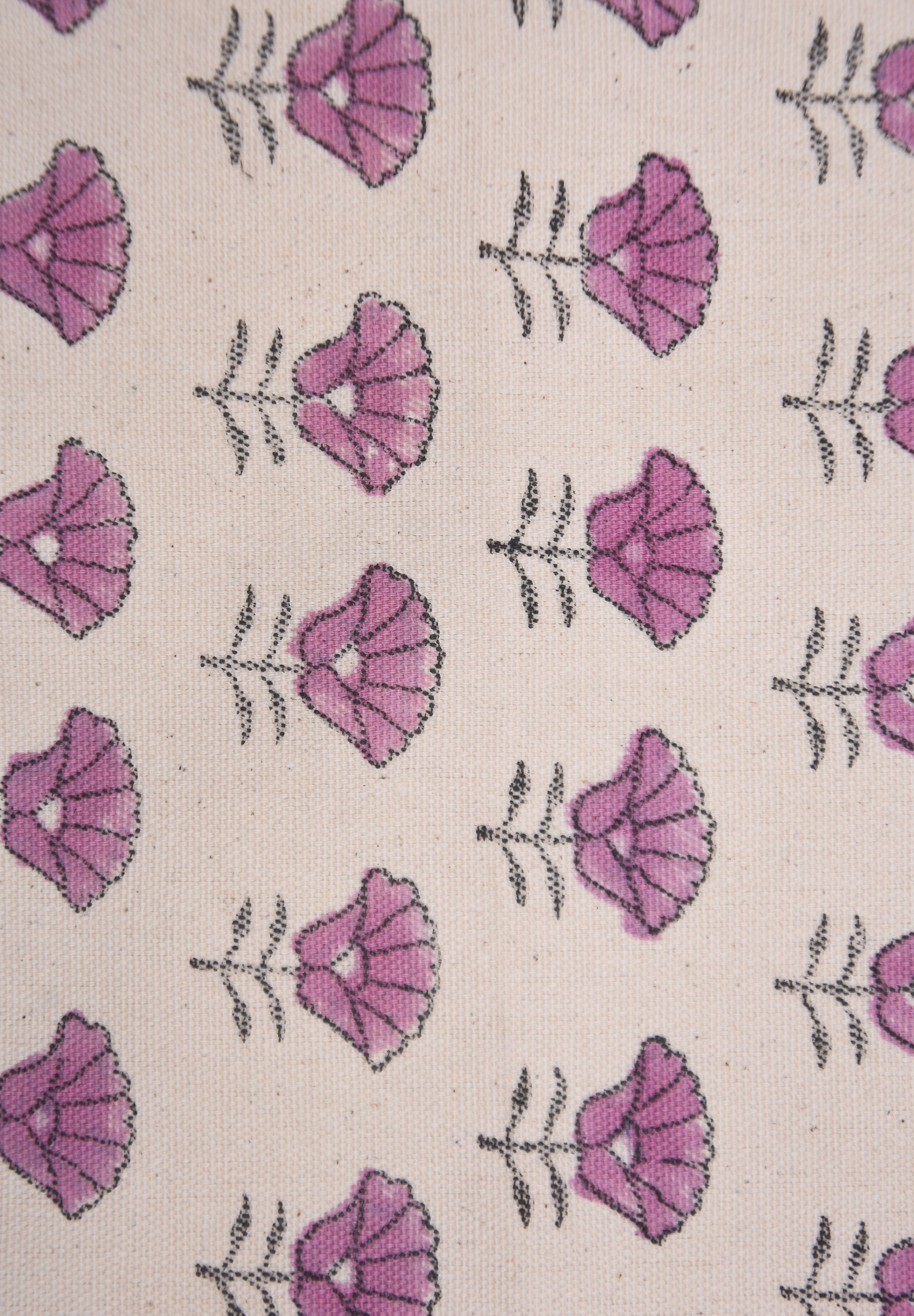 Floral block print fabric, handmade block cushion covers, fabric for windowpane, table covers, pillow covers - KOHINOOR