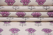 Floral block print fabric, handmade block cushion covers, fabric for windowpane, table covers, pillow covers - KOHINOOR