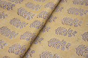 Floral hand block print, pure linen 58" wide natural fabric, linen fabric for pillows, linen window curtains - INDERDHANUSH