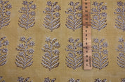 Floral hand block print, pure linen 58" wide natural fabric, linen fabric for pillows, linen window curtains - INDERDHANUSH