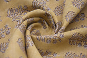 Floral hand block print, pure linen 58" wide natural fabric, linen fabric for pillows, linen window curtains - INDERDHANUSH