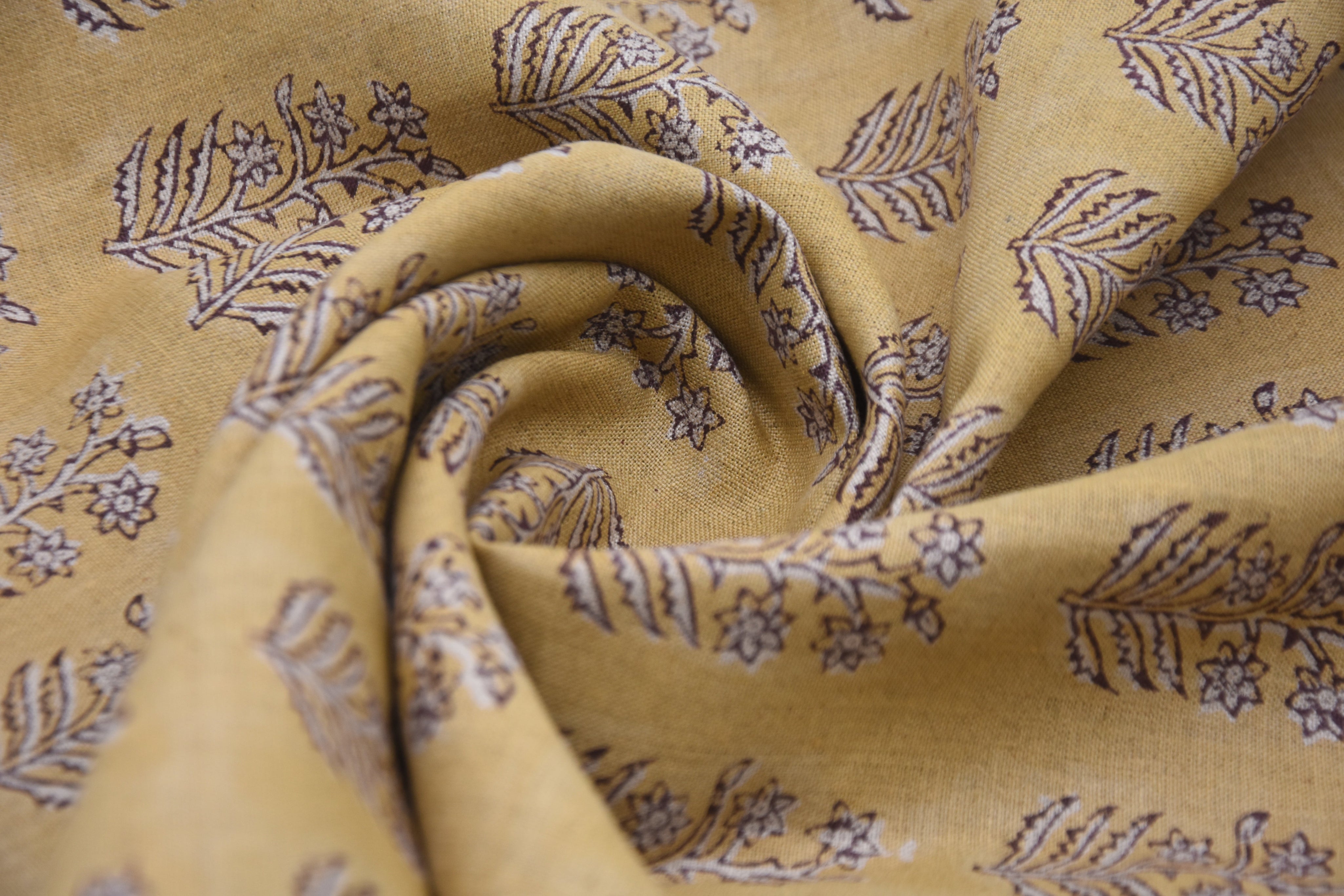 Floral hand block print, pure linen 58" wide natural fabric, linen fabric for pillows, linen window curtains - INDERDHANUSH