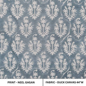 Handcrafted Block Print Throw in Gray & Silver Floral Boho Design Premium Duck Canvas Fabric – Neel Gagan