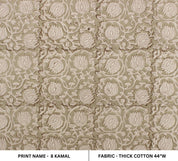 8 Kamal  Floral Linen Block Print Fabric, Indian Handmade Art  Pillowcase Fabric, Upholstery & Curtains