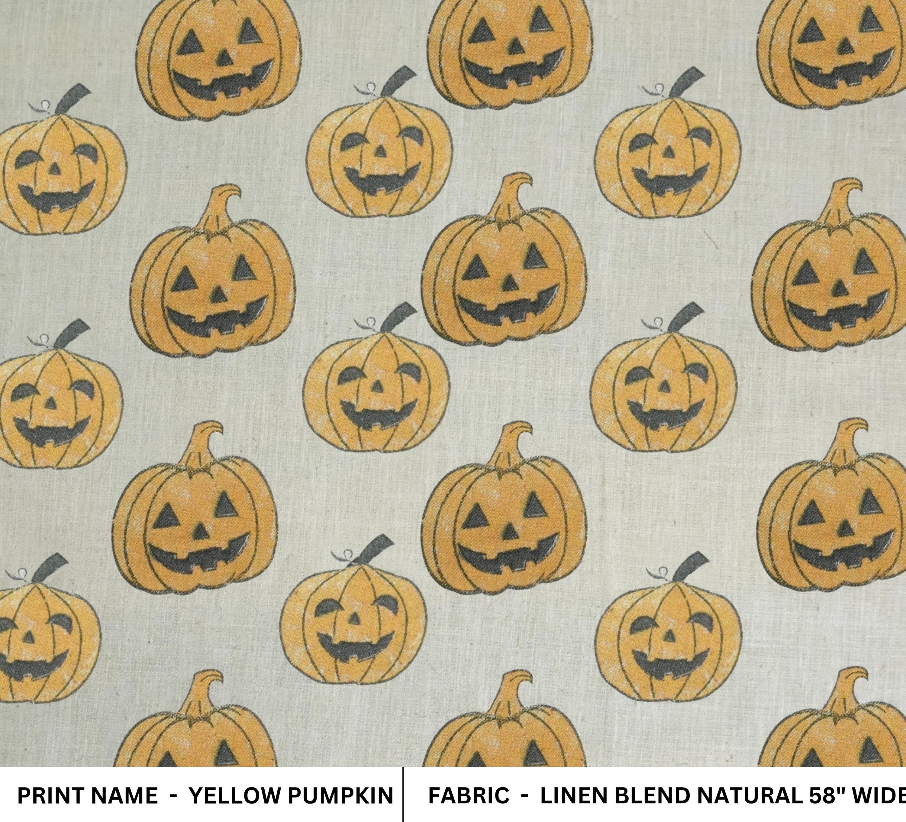 LINEN BLEND YELLOW HOME DECOR FABRIC NATURAL HANDMADE ART - YELLOW PUMPKIN