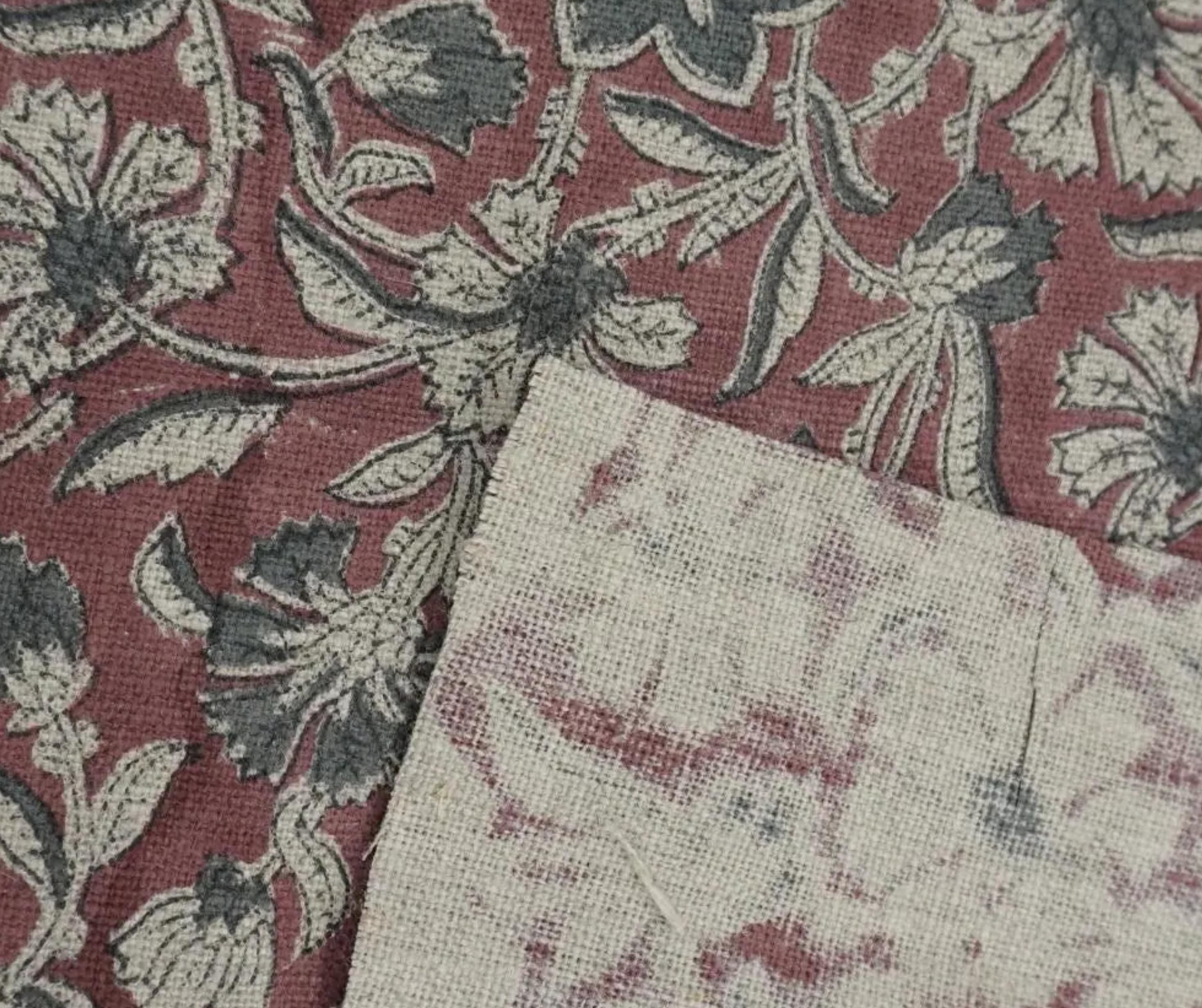 Linen Block Print Fabric 58 Inch Width Heavy Weight Linen Natural Base Color Handmade Creative Design To Make Curtains and Drapes Upholstery Pillow Covers Tablecloths and Runners Lampshades Napkins