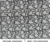 Linen Block Print Fabric 58 Inch Width Heavy Weight Linen Natural Base Color Curtains and Drapes Upholstery Handmade Art Pillow Covers Tablecloths and Runners Bedding Tote Bag Lampshades Napkins by Fabritual