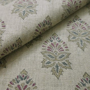 Linen Block Print Fabric 58 Inch Width Heavy Weight Linen Natural Base Color Curtains and Drapes Upholstery Handmade Art Pillow Covers Tablecloths and Runners Lampshades Napkins by Fabritual