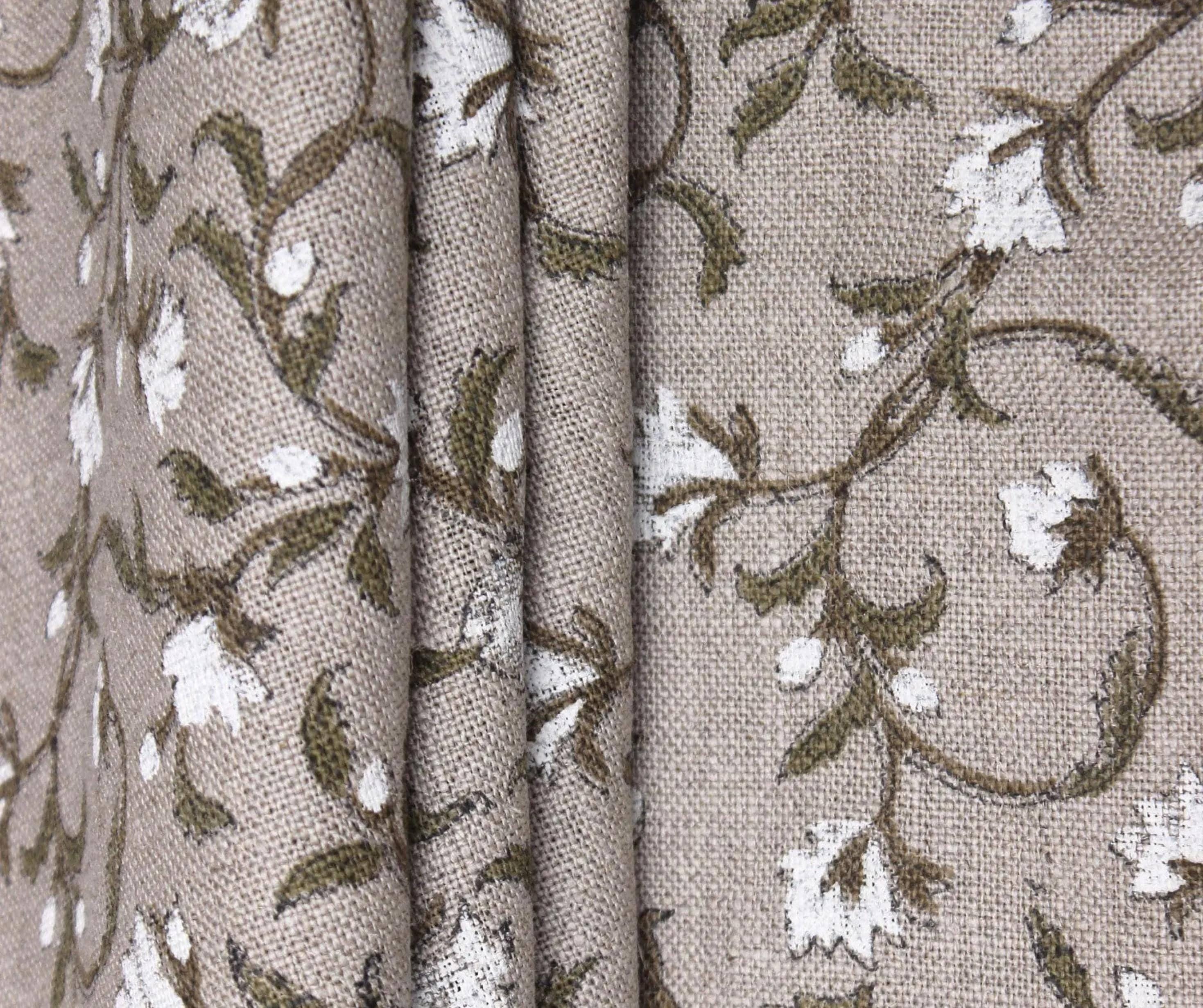 Thick linen block print fabric, floral Indian design for farmhouse interiors
Indian floral art block printed on thick linen for napkin and pillow sets
Rustic thick linen fabric, Indian floral block print for curtains and couches.