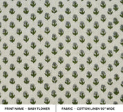 Linen Block Print Cotton Linen Fabric 50 Inch Width Light Weight Linen Natural Base Color Curtains and Drapes Upholstery Handmade Art Pillow Covers Tablecloths and Runners Bedding Tote Bag Lampshades Napkins by Fabritual