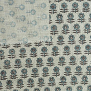 BLUE BLOCK PRINTED INDIAN HANDMADE FLORAL BOHO PILLOW AND CUSHION FABRIC VISCOSE LINEN - ANAMIKA