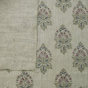 Linen Block Print Fabric 58 Inch Width Heavy Weight Linen Natural Base Color Curtains and Drapes Upholstery Handmade Art Pillow Covers Tablecloths and Runners Bedding Tote Bag Napkins by Fabritual