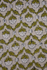 Linen Block Print Fabric 58 Inch Width Heavy Linen Natural Base Color Curtains and Pillow Covers Tablecloths and Runners Bedding Tote Bag by Fabritual