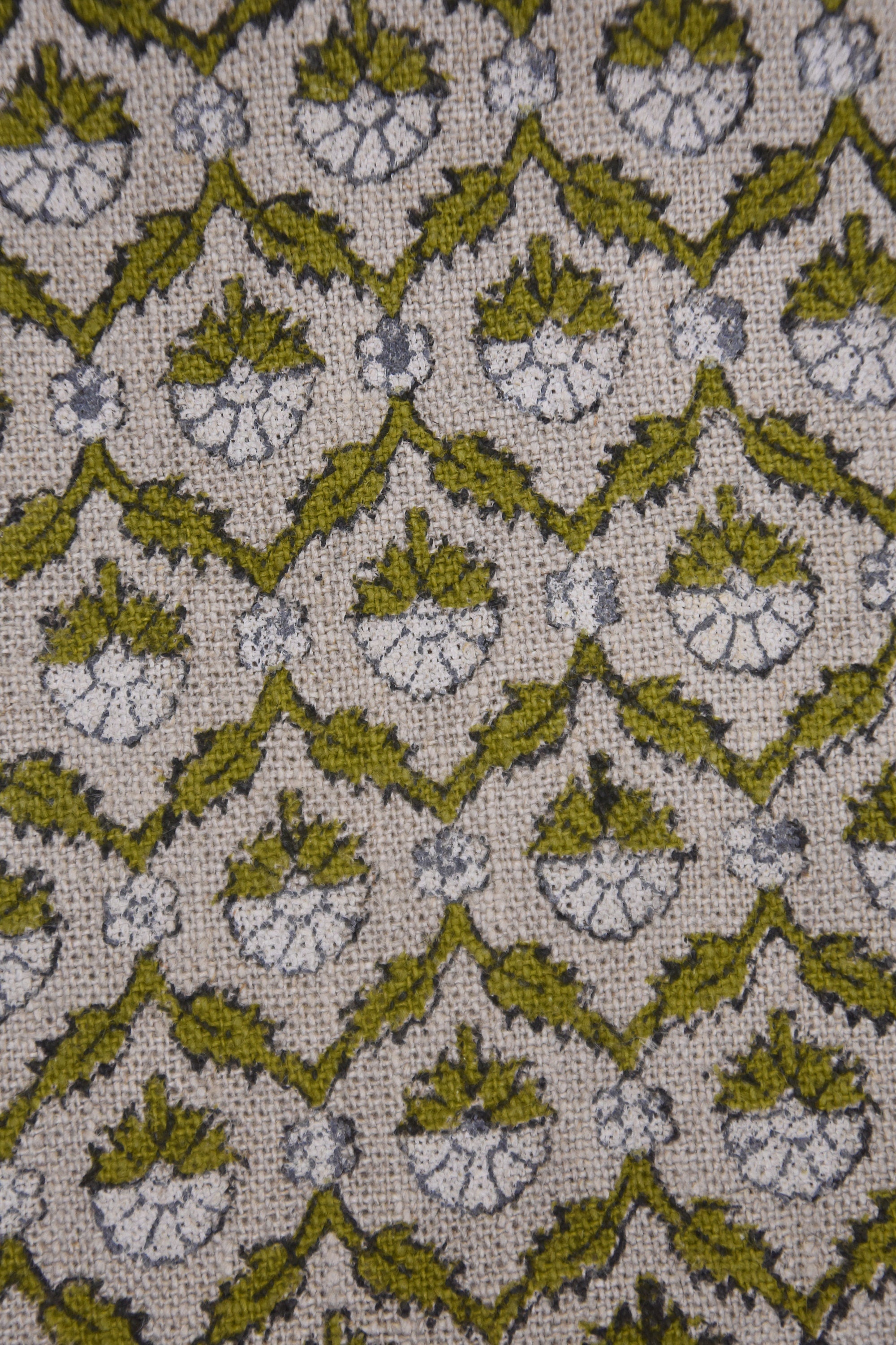 Linen Block Print Fabric 58 Inch Width Heavy Linen Natural Base Color Curtains and Pillow Covers Tablecloths and Runners Bedding Tote Bag by Fabritual