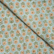 Hand Block Printed Vicouse Linen Floral Cushion and Pillow Indian Decorative Fabric - Tulsi Buti