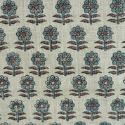 BLUE BLOCK PRINTED INDIAN HANDMADE FLORAL BOHO PILLOW AND CUSHION FABRIC VISCOSE LINEN - ANAMIKA