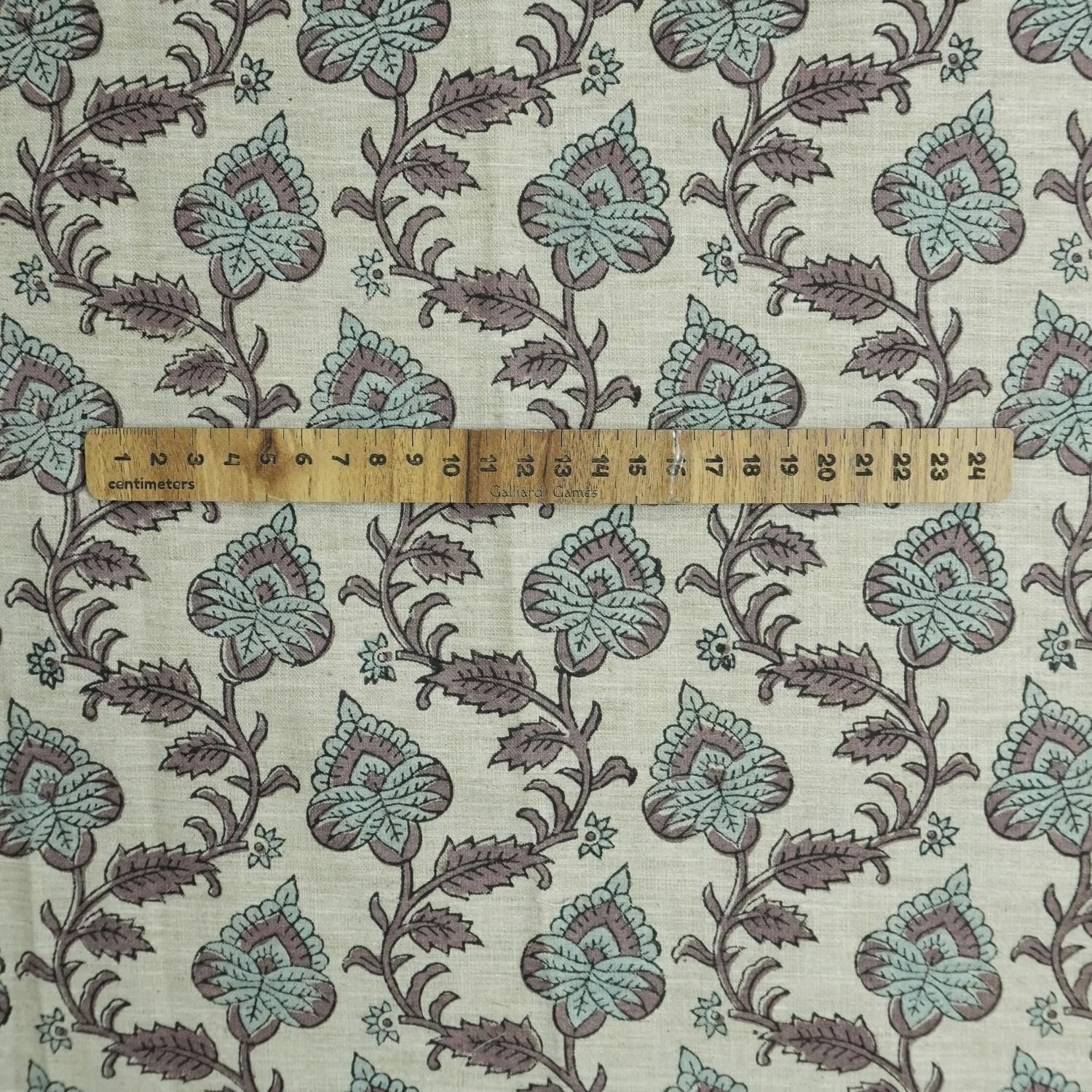 FLORAL BLOCK PRINT CURTAIN BEDDING CUSHION AND TABLE LINEN HANDMADE ART FABRIC - MADHUBALA