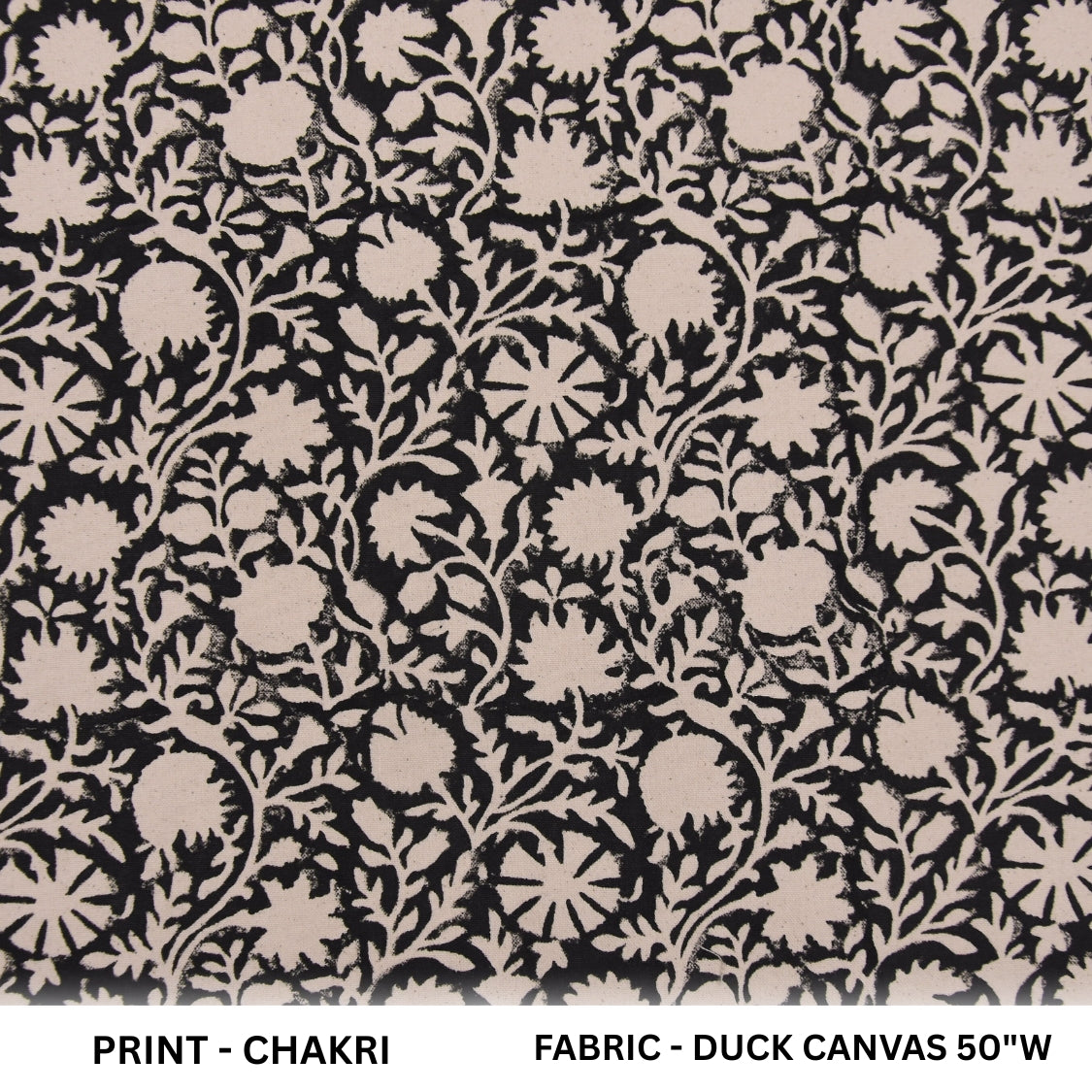 Floral patterned fabric with 'Chakri' print on duck canvas
