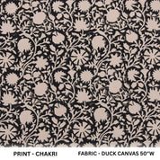 Floral patterned fabric with 'Chakri' print on duck canvas