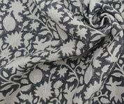 Linen Block Print Fabric 58 Inch Width Heavy Weight Linen Natural Base Color Curtains and Drapes Upholstery Handmade Art Pillow Covers Tablecloths and Runners Bedding Tote Bag Napkins by Fabritual