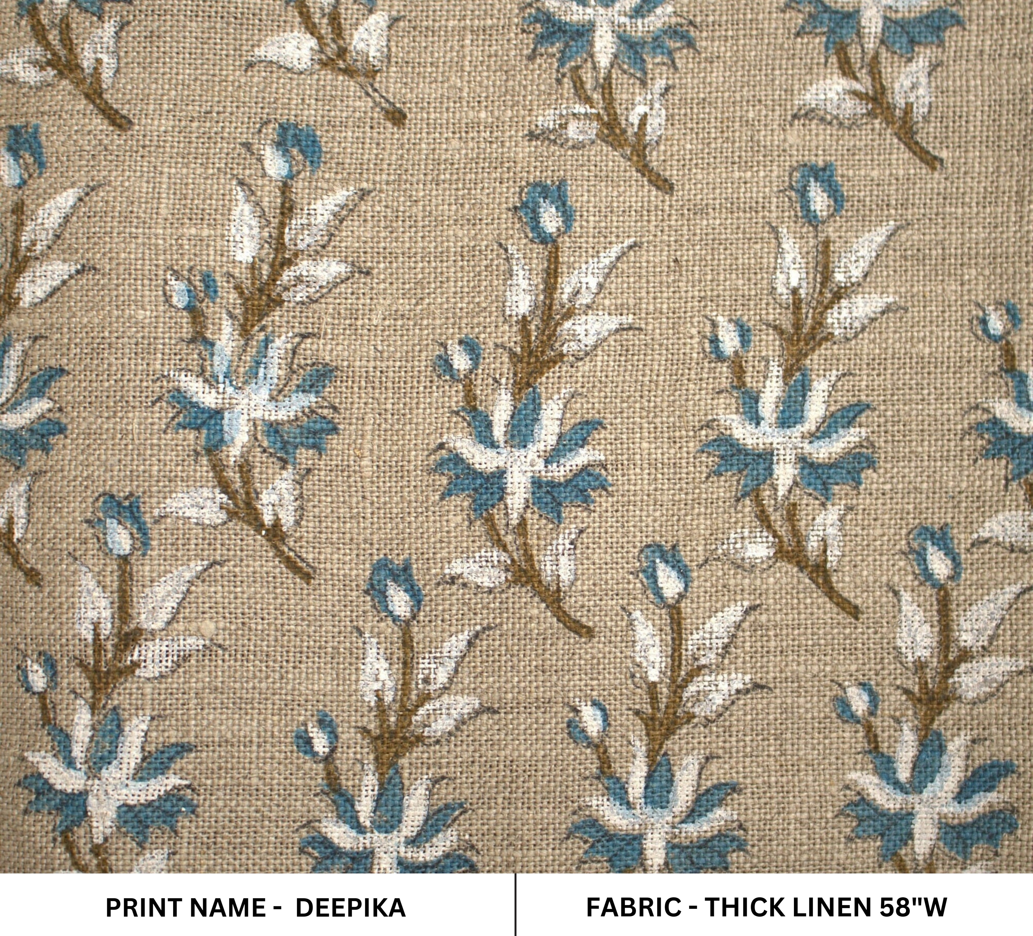 Deepika  Handblocked Floral Block Print Fabric,Pillow Cover Fabric,Heavy Upholstery Fabric  Linen & Cotton Fabrics By The Yard